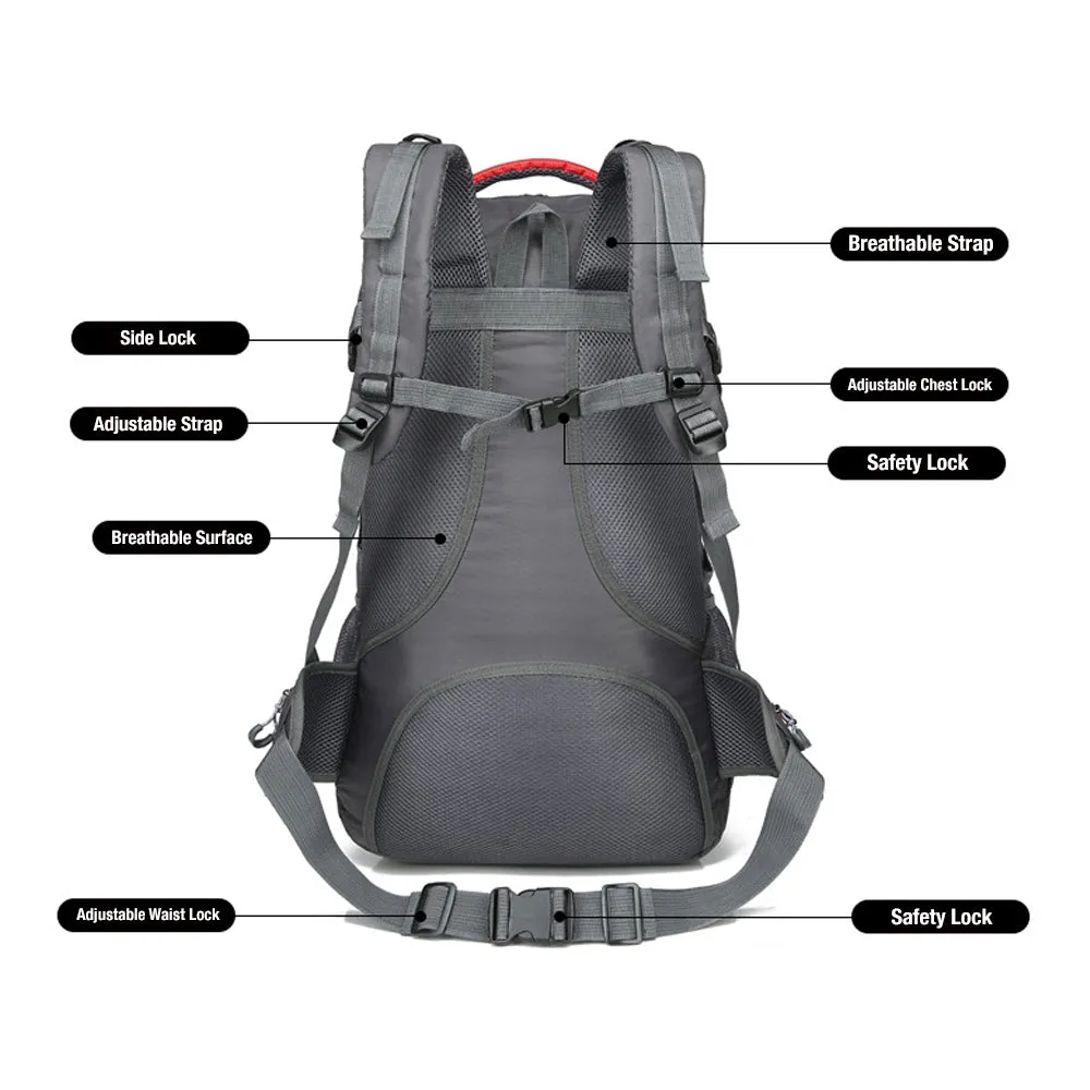 60L Waterproof Hiking Backpack, Padded Straps, Large Capacity