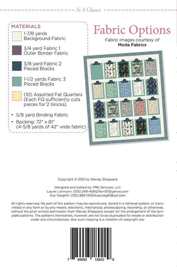 At A Glance - Quilt Pattern - Wendy Sheppard - WS25 - Paper Pattern