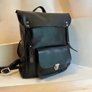 Black Tech Companion Leather Backpack