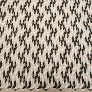 Black Tulle with White and Black Geometric Pattern Embroidered Fabric