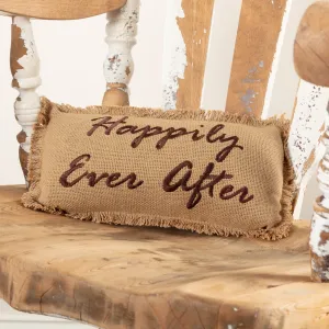 Burlap Natural Happily Ever After Pillow