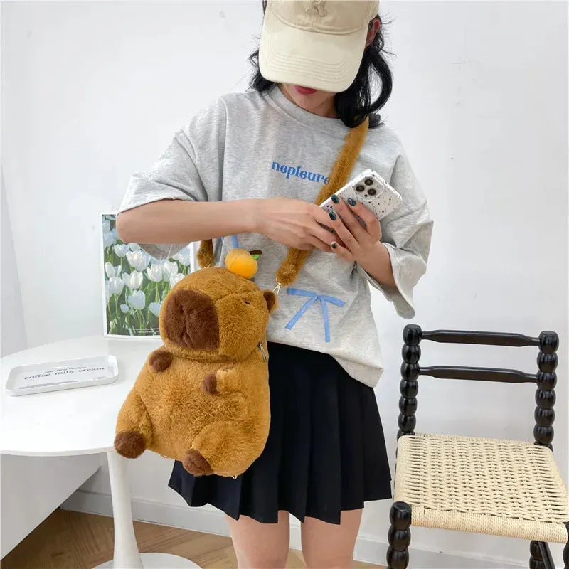 Capybara Plush Backpack Kawaii Fashion Plushie Doll Fur Bag Children's Bag Shoulder Bag Mini Knapsack Bags Gifts For Girlfriend (Copy)