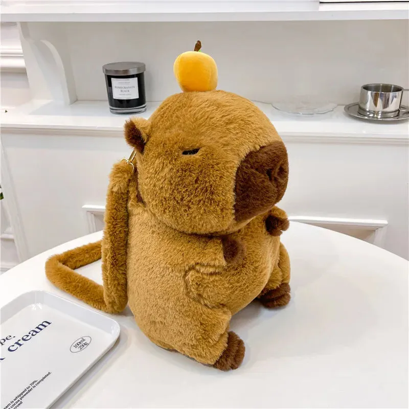 Capybara Plush Backpack Kawaii Fashion Plushie Doll Fur Bag Children's Bag Shoulder Bag Mini Knapsack Bags Gifts For Girlfriend (Copy)