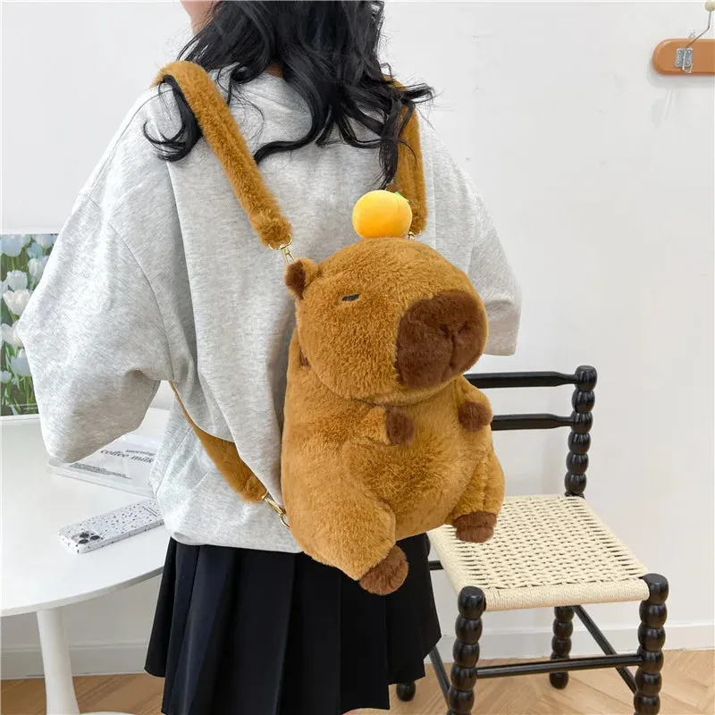 Capybara Plush Backpack Kawaii Fashion Plushie Doll Fur Bag Children's Bag Shoulder Bag Mini Knapsack Bags Gifts For Girlfriend (Copy)