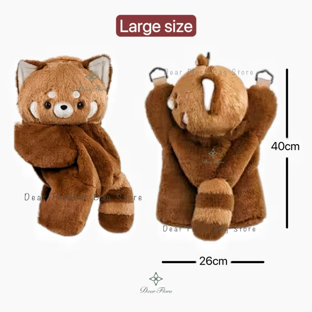 Cute Plush Red Panda Backpack New Hot Personalized Girl Fashion Rucksack Fun Animal Cartoon Knapsack Women Kawaii Crossbody Bags (Copy)