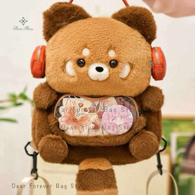 Cute Plush Red Panda Backpack New Hot Personalized Girl Fashion Rucksack Fun Animal Cartoon Knapsack Women Kawaii Crossbody Bags (Copy)