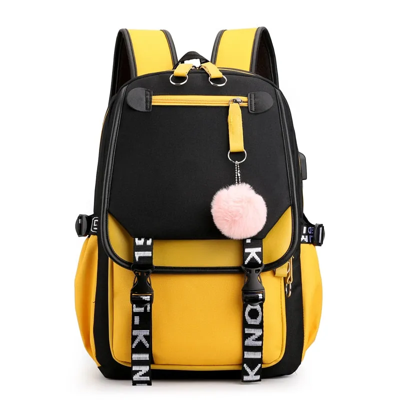 deanwangkt Women girls School Backpacks Anti Theft USB Charge Backpack Waterproof Bagpack School Bags Teenage Travel Bag