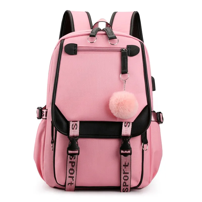 deanwangkt Women girls School Backpacks Anti Theft USB Charge Backpack Waterproof Bagpack School Bags Teenage Travel Bag