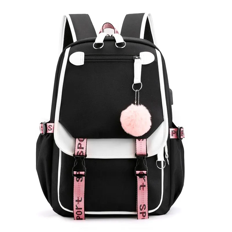 deanwangkt Women girls School Backpacks Anti Theft USB Charge Backpack Waterproof Bagpack School Bags Teenage Travel Bag