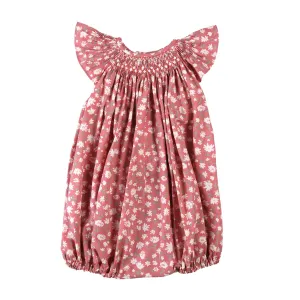 Leila | Girls Pink Cotton Floral Smocked Shortie