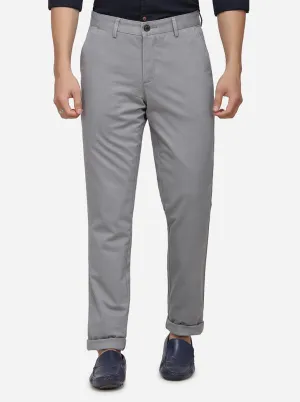 Light Grey Solid Uno Fit Casual Trouser | JadeBlue