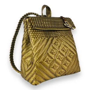 Maria Victoria | Sand BK | Upcycled, Handwoven, Gold Backpack