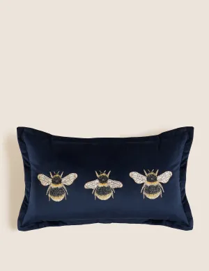 Marks & Spencer Bee Embroidered Velvet Pillow Cushion