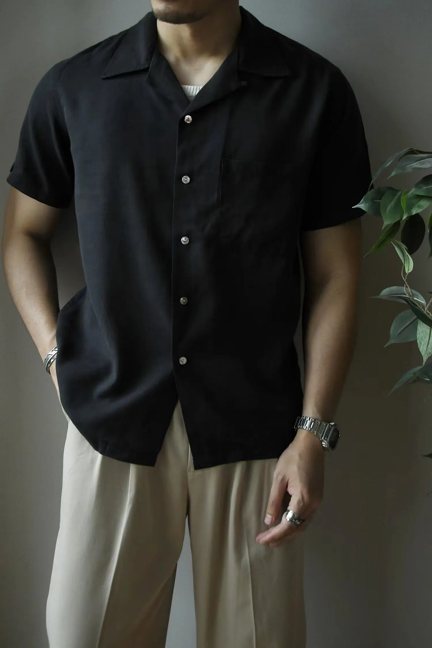 Men's Tencel Camp Collar Shirt Short Sleeves