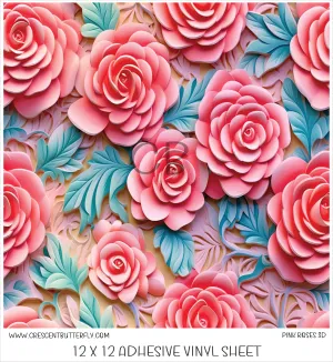 Pink Roses 3D Design Printed Vinyl Sheet