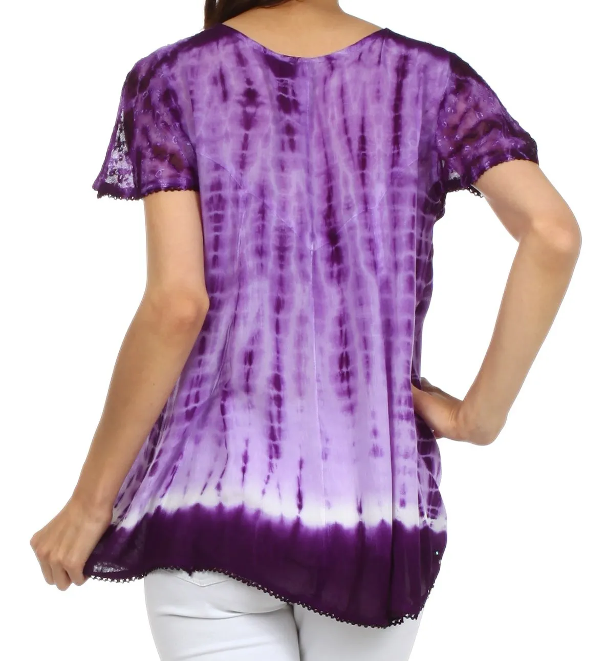 Sakkas Natasha Sequin Tie Dye Blouse