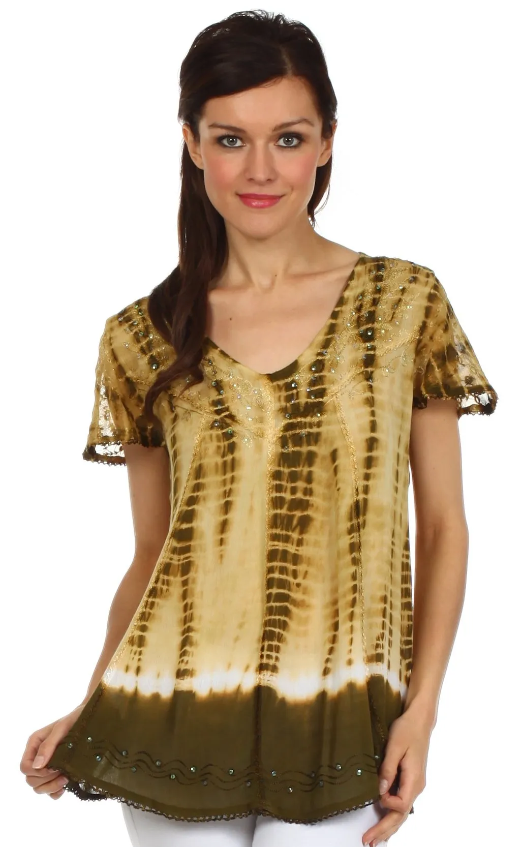 Sakkas Natasha Sequin Tie Dye Blouse