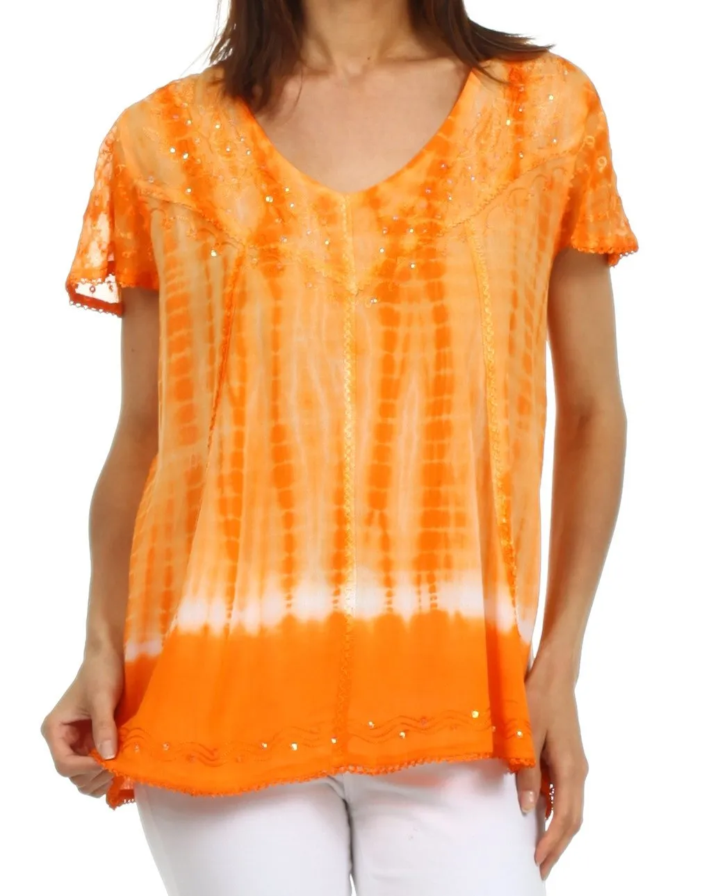 Sakkas Natasha Sequin Tie Dye Blouse