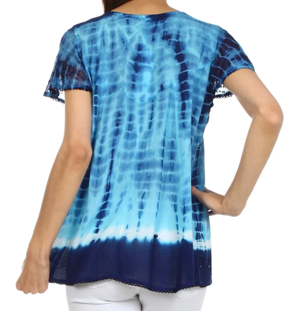 Sakkas Natasha Sequin Tie Dye Blouse