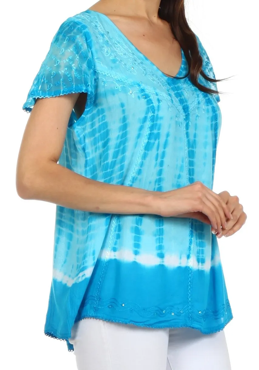 Sakkas Natasha Sequin Tie Dye Blouse