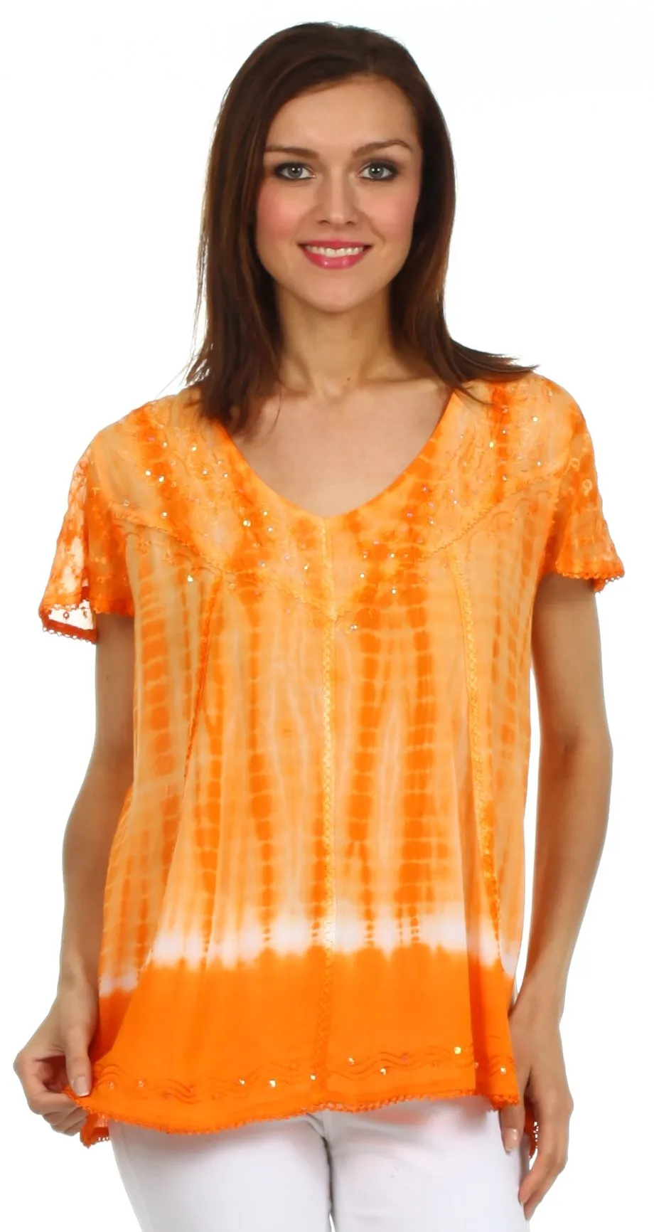 Sakkas Natasha Sequin Tie Dye Blouse