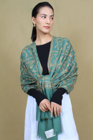 Shayaan Cadmium Green Sozni Jaali Embroidered Pashmina Stole