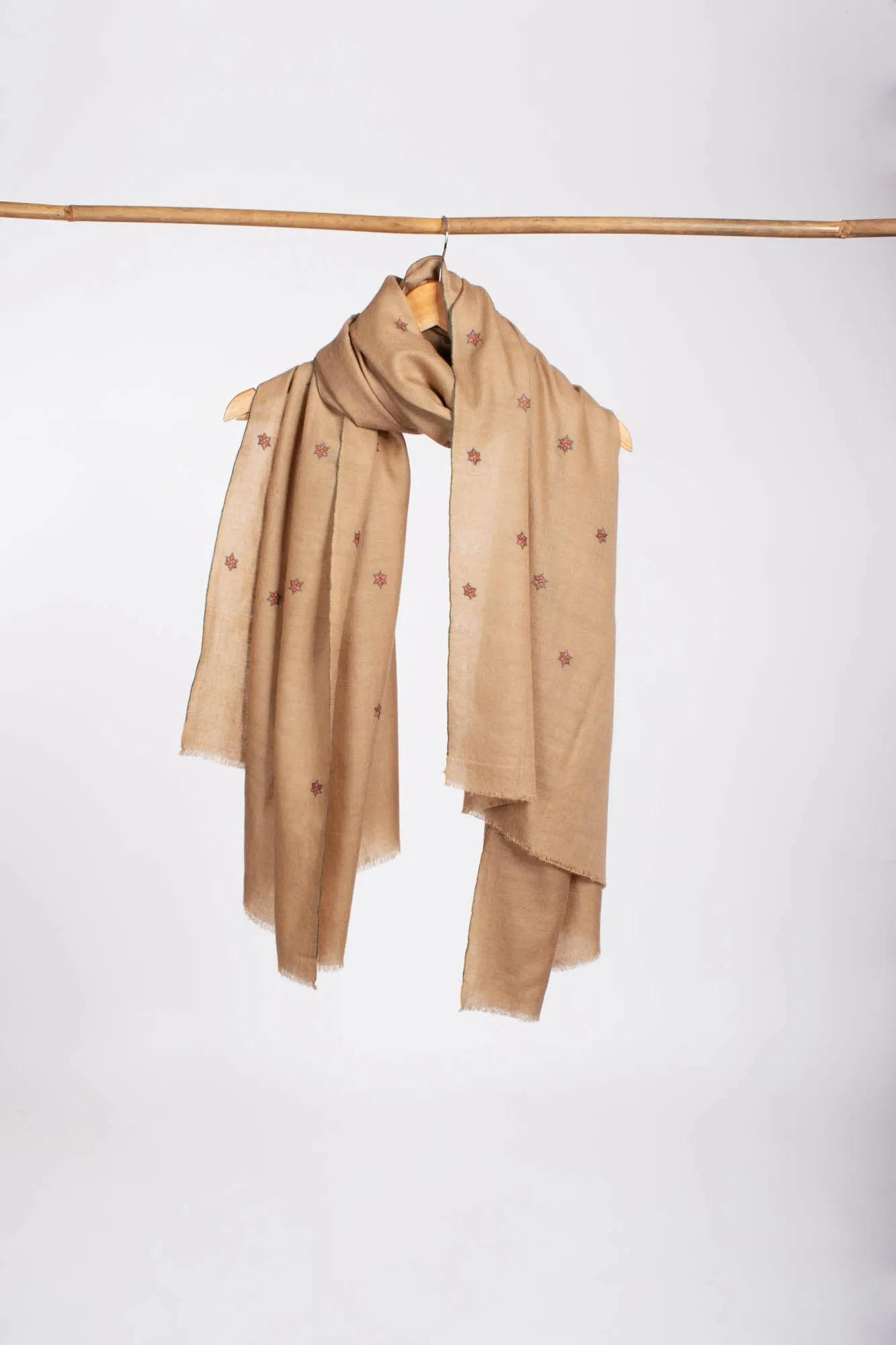 Star Embroidered Pashmina Shawl with a Minimalist Touch - BARSTOW